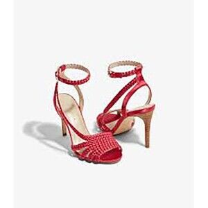 Karen MILLEN Women's Woven Heeled Sandals Strappy Pumps Sz 36 NIB 235 PINK